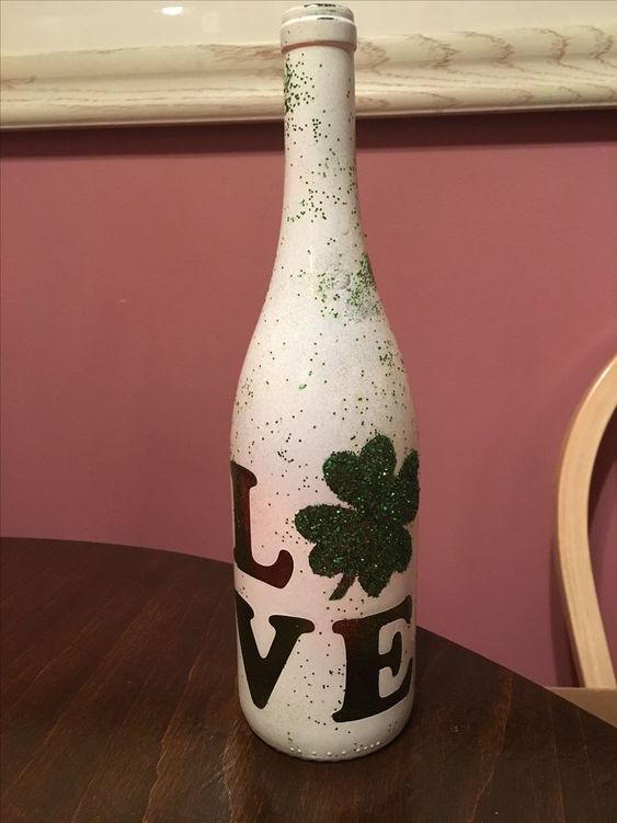 St. Patrick's Day wine bottle