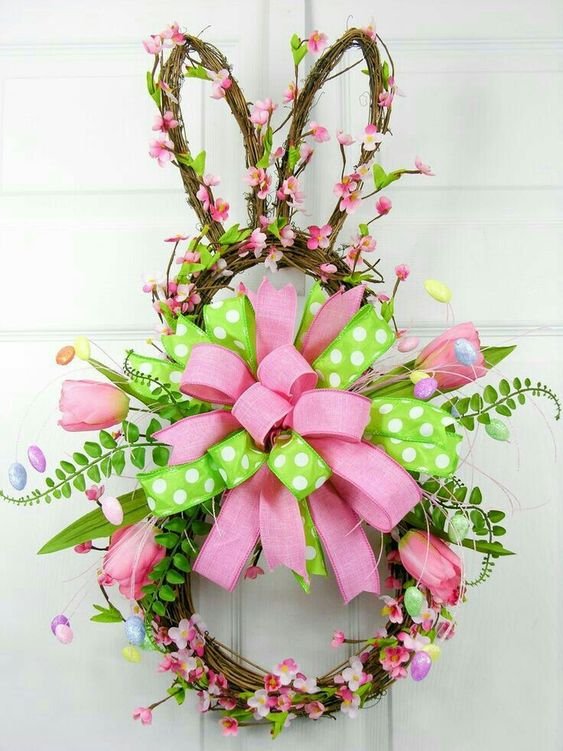 SDJMa Easter Wreath For Front Door, Animated Bunny Butt Wreath